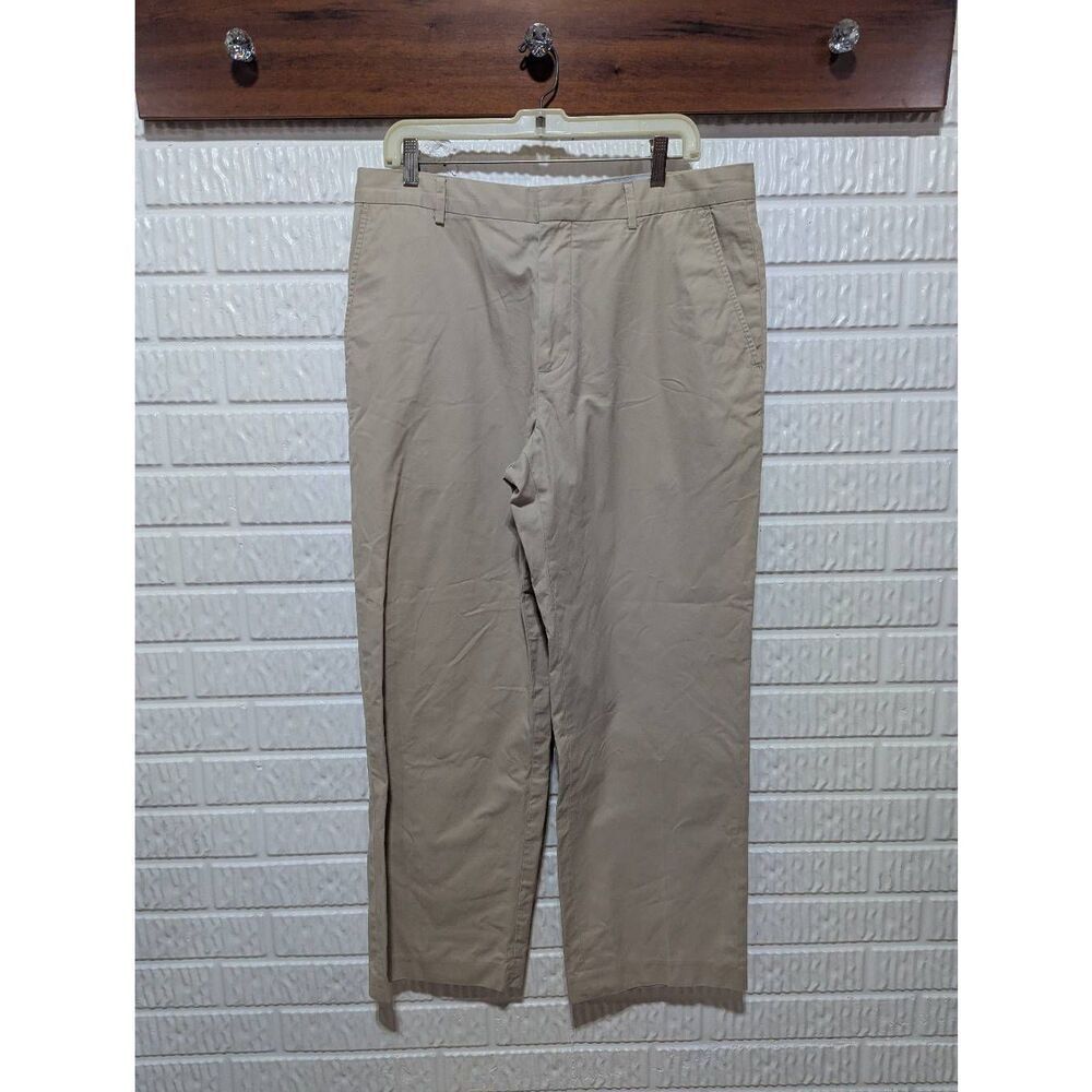 Banana Republic Men's Tan Solid Mid-Rise Cotton Chino Pants Size 36 x 30